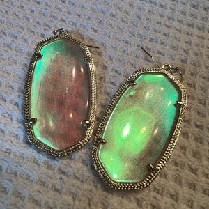 Kendra Scott Elle earrings with gold and iridescent stone